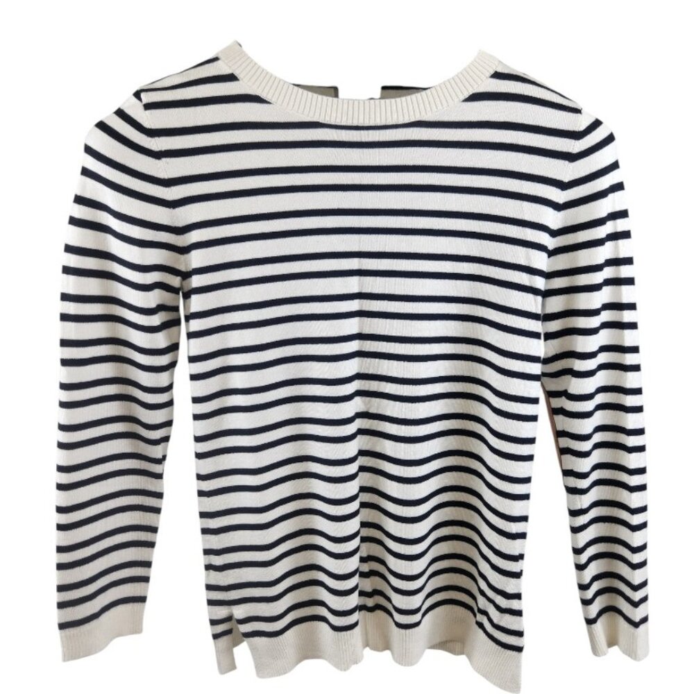 Like New Market & Spruce Black and White Aubrey Elbow Patch Thin Sweater